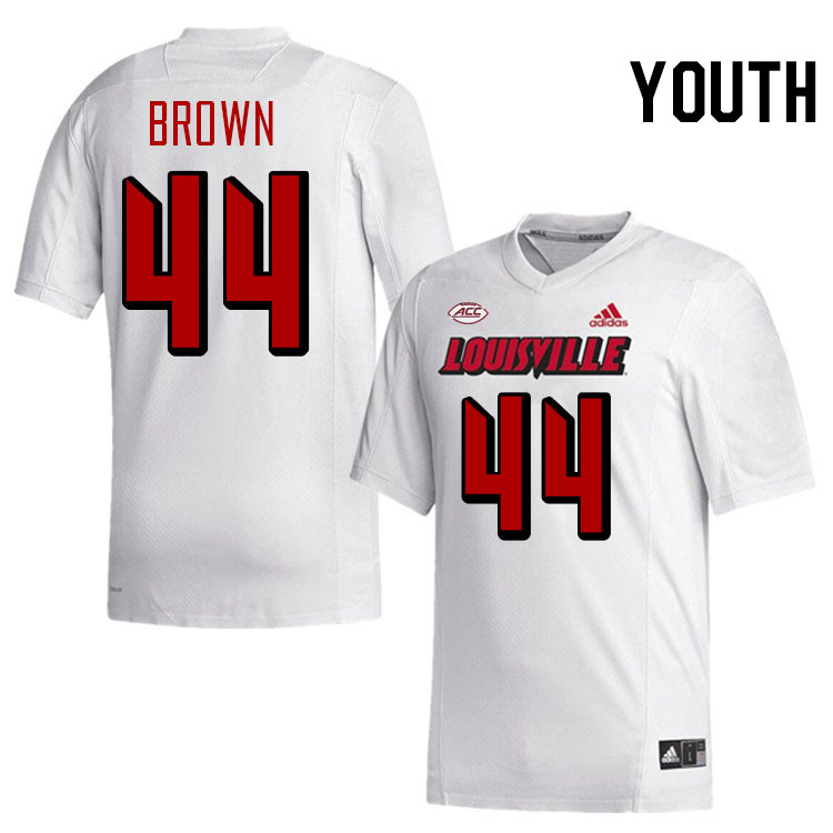 Youth #44 Selah Brown Louisville Cardinals College Football Jerseys Stitched-White